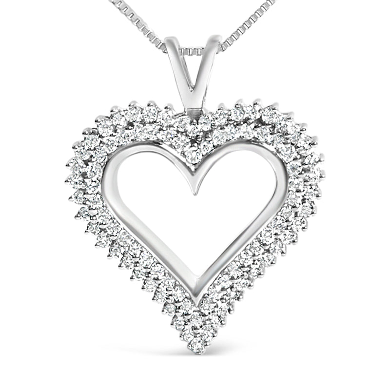 Bids.com .925 Sterling Silver 1.00 Cttw Lab-Grown Diamond Open Heart Pendant Necklace (F-G Color, VS1-VS2 Clarity) - 18" Inches Necklaces White Smoke White.Sterling Silver / 18