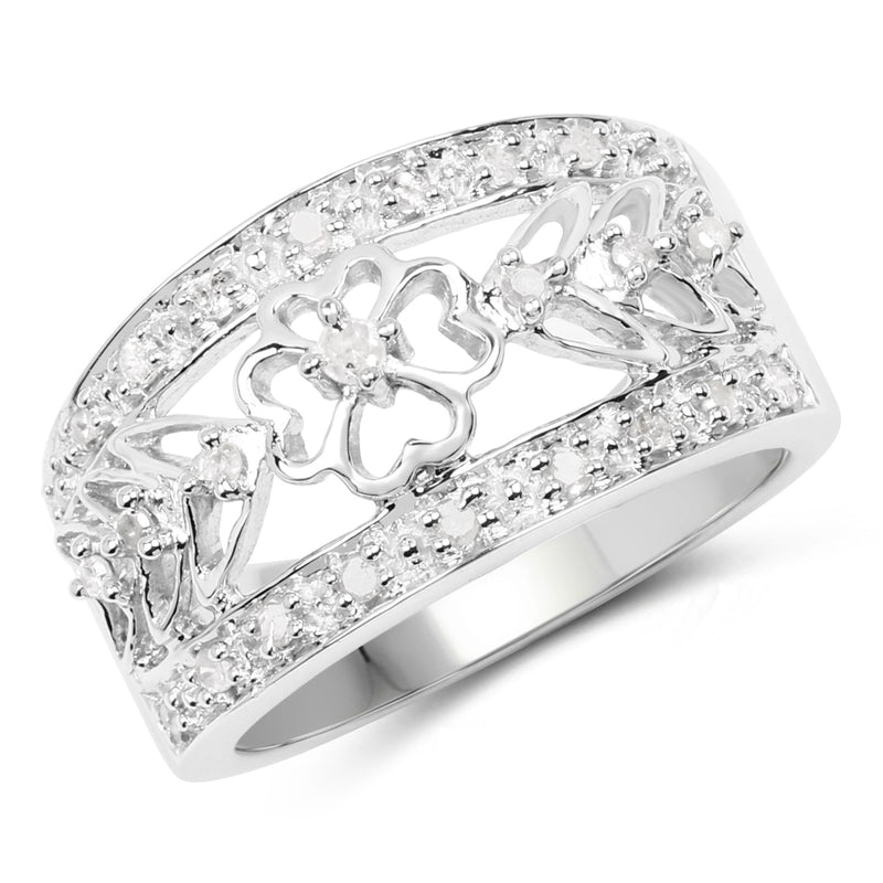 Bids.com 0.31 Carat Genuine White Diamond .925 Sterling Silver Ring Rings White Smoke size 7.00,size 6.00,size 8.00,size 9.00