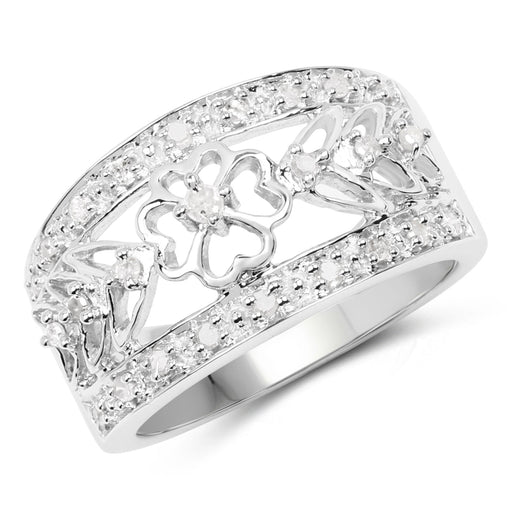 Bids.com 0.31 Carat Genuine White Diamond .925 Sterling Silver Ring Rings White Smoke size 7.00,size 6.00,size 8.00,size 9.00