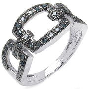 Bids.com 0.36 Carat Genuine Blue Diamond .925 Sterling Silver Ring Rings White Smoke size 6.00,size 7.00,size 8.00,size 9.00