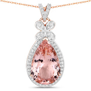 Bids.com 8.14 Carat Genuine Morganite and White Diamond 14K Rose Gold Pendant Pendants White Smoke