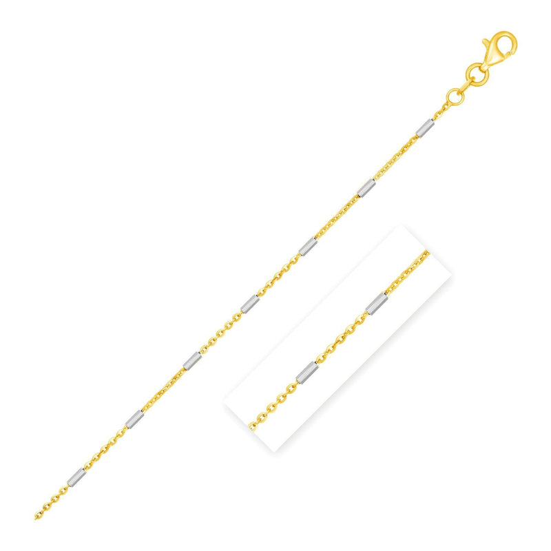 Bids.com Bar Links Pendant Chain in 14k Two Tone Gold (1.4mm) Necklaces White Smoke 16 / Two-Tone Gold,18 / Two-Tone Gold,20 / Two-Tone Gold