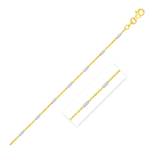 Bids.com Bar Links Pendant Chain in 14k Two Tone Gold (1.4mm) Necklaces White Smoke 16 / Two-Tone Gold,18 / Two-Tone Gold,20 / Two-Tone Gold