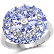 Bids.com 2.96 Carat Genuine Tanzanite and White Diamond .925 Sterling Silver Ring Rings White Smoke size 6.00,size 7.00,size 8.00,size 9.00