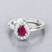 Bids.com 0.92 Carat Genuine Ruby and White Diamond 14K White Gold Ring Rings Gray size 6.00,size 7.00,size 8.00,size 9.00