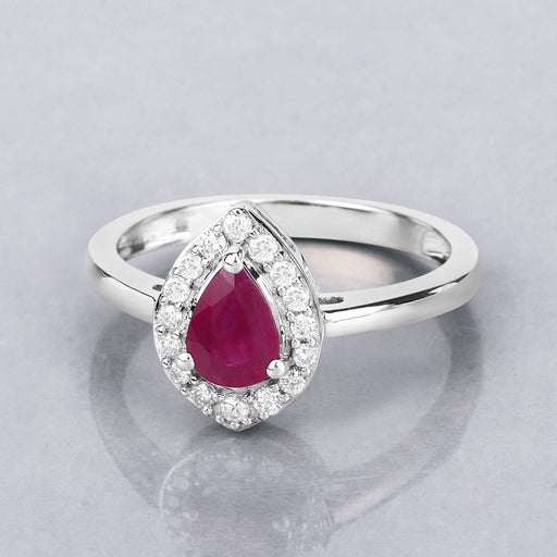 Bids.com 0.92 Carat Genuine Ruby and White Diamond 14K White Gold Ring Rings Gray size 6.00,size 7.00,size 8.00,size 9.00