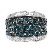Bids.com 1.38 Carat Genuine Blue Diamond and White Diamond .925 Sterling Silver Ring Rings White Smoke size 7.00,size 8.00,size 6.00,size 9.00