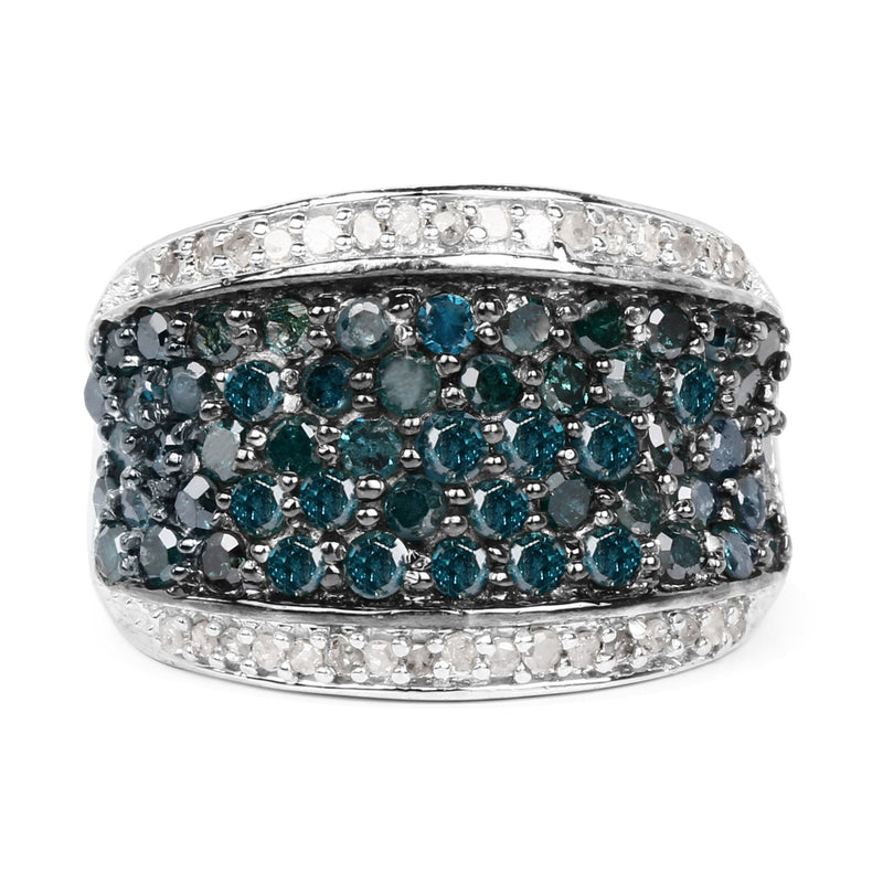 Bids.com 1.38 Carat Genuine Blue Diamond and White Diamond .925 Sterling Silver Ring Rings White Smoke size 7.00,size 8.00,size 6.00,size 9.00