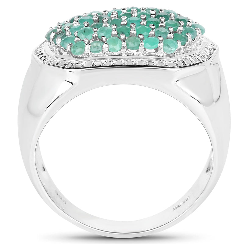 Bids.com 1.43 Carat Genuine Emerald .925 Sterling Silver Ring Rings White Smoke size 10.00,size 11.00,size 12.00,size 9.00,size 5.00,size 6.00,size 7.00,size 8.00