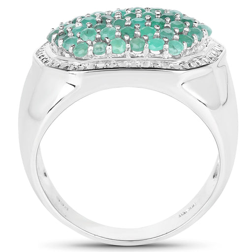 Bids.com 1.43 Carat Genuine Emerald .925 Sterling Silver Ring Rings White Smoke size 10.00,size 11.00,size 12.00,size 9.00,size 5.00,size 6.00,size 7.00,size 8.00