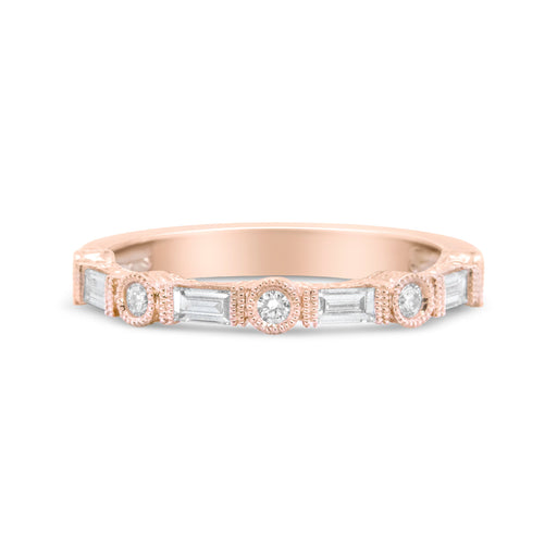 Bids.com 14K Rose Gold 3/8 Cttw Baguette and Round Diamond Bridal Band - (H-I Color, VS1-VS2 Clarity) - Size 6.75 Rings Bisque 6.75 / Rose.Gold