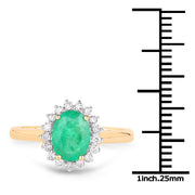 Bids.com 1.39 Carat Genuine Zambian Emerald and White Diamond 10K Yellow Gold Ring Rings White Smoke size 6.00,size 7.00,size 8.00,size 9.00,size 5.00,size 10.00