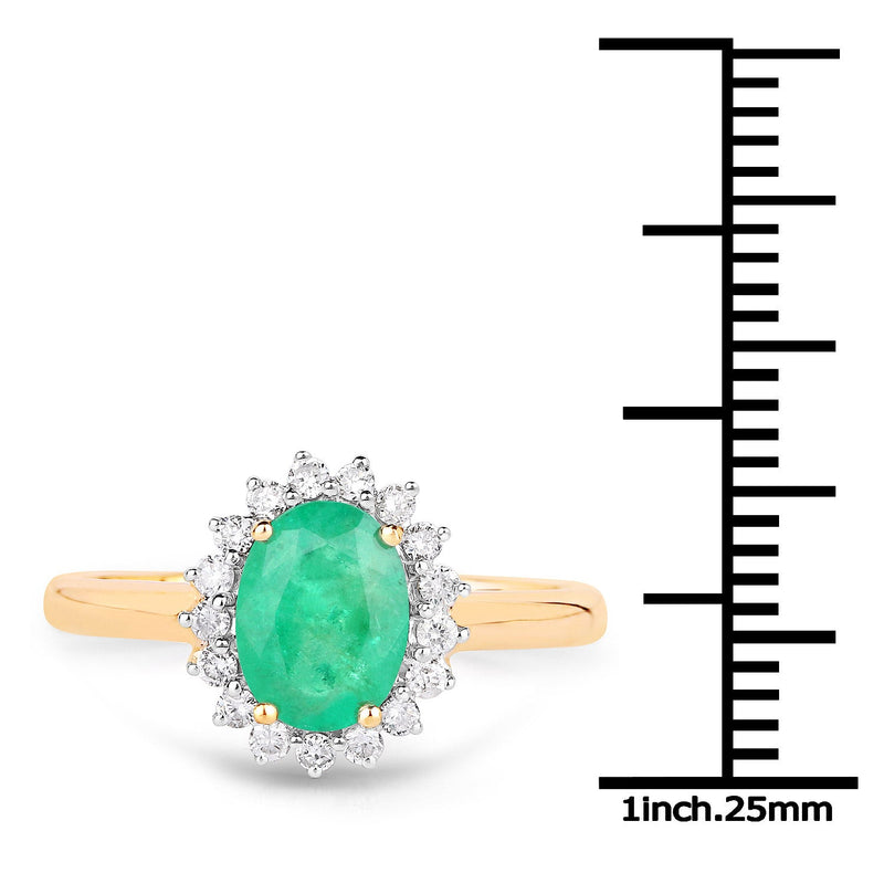 Bids.com 1.39 Carat Genuine Zambian Emerald and White Diamond 10K Yellow Gold Ring Rings White Smoke size 6.00,size 7.00,size 8.00,size 9.00,size 5.00,size 10.00