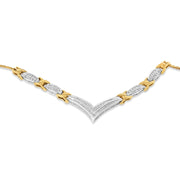 Bids.com 10K Yellow and White Gold 1.0 Cttw Round and Princess cut Diamond "V" Shape Statement Necklace (I-J Color, I1-I2 Clarity) Necklaces White Smoke YellowWhite.Gold / 18