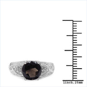 Bids.com 2.59 Carat Genuine Smoky Quartz & White Topaz .925 Sterling Silver Ring Rings White Smoke size 6.00,size 8.00,size 7.00,size 9.00,size 5.00