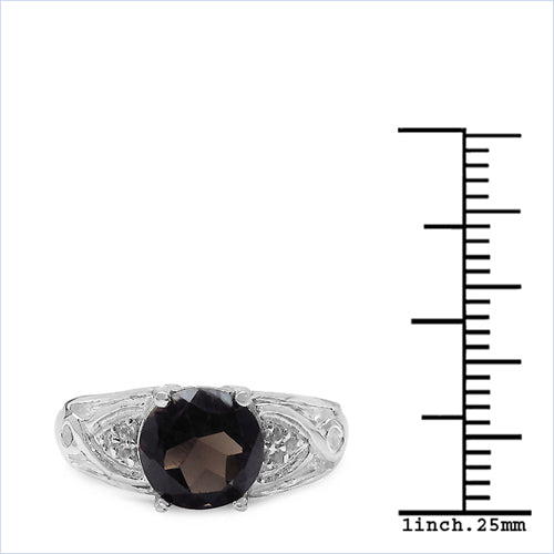 Bids.com 2.59 Carat Genuine Smoky Quartz & White Topaz .925 Sterling Silver Ring Rings White Smoke size 6.00,size 8.00,size 7.00,size 9.00,size 5.00