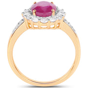 Bids.com 2.84 Carat Genuine Burma Ruby and White Diamond 18K Yellow Gold Ring Rings White Smoke size 5.00,size 6.00,size 7.00,size 8.00,size 9.00,size 10.00