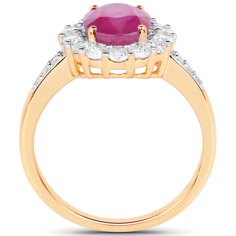 Bids.com 2.84 Carat Genuine Burma Ruby and White Diamond 18K Yellow Gold Ring Rings White Smoke size 5.00,size 6.00,size 7.00,size 8.00,size 9.00,size 10.00
