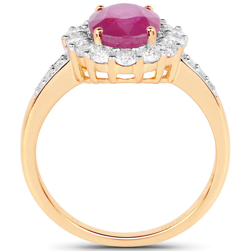 Bids.com 2.84 Carat Genuine Burma Ruby and White Diamond 18K Yellow Gold Ring Rings White Smoke size 5.00,size 6.00,size 7.00,size 8.00,size 9.00,size 10.00