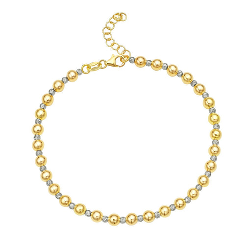 Bids.com 14k Two Tone Gold Polished Diamond Cut Bead Bracelet (4.00 mm) Bracelets White Smoke 8 / Two-Tone Gold