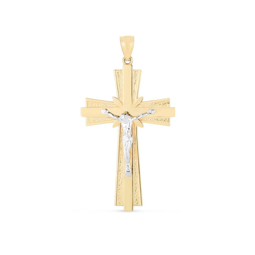 Bids.com 14k Two Tone Gold High Polish Diamond Cut Cross Pendant Pendants White Smoke Two-Tone Gold