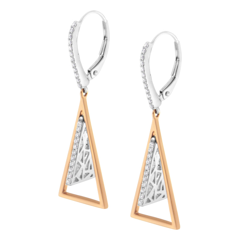 Bids.com 14K Rose and White Gold 3/8 Cttw Diamond Windchime Drop and Dangle Earring (G-H Color, SI1-SI2 Clarity) Earrings White Smoke WhiteRose.Gold / 0.413
