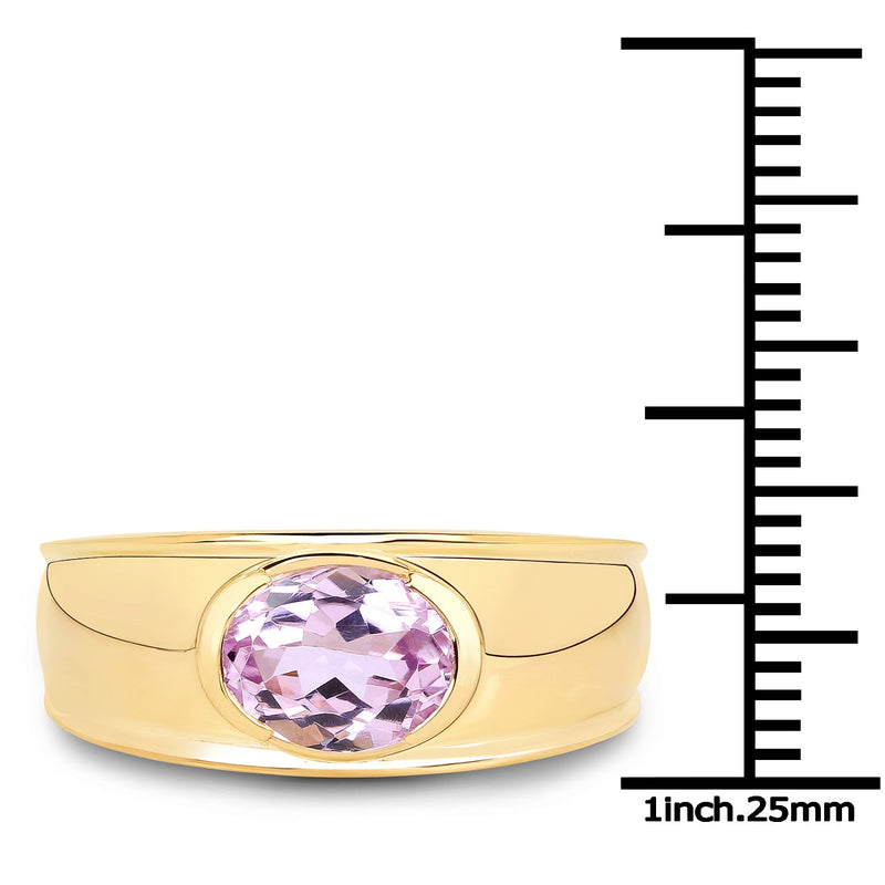 Bids.com 14K Yellow Gold Plated 2.40 Carat Genuine Kunzite .925 Sterling Silver Ring Rings White Smoke size 7.00,size 6.00,size 8.00,size 9.00