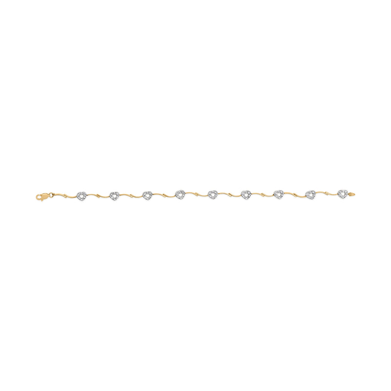 Bids.com 10k Two-Tone Gold 1/3 Cttw Diamond Pave Set Heart S-Link 7.25" Bracelet (I-J Color, I2-I3 Clarity) Bracelets Lavender YellowWhite.Gold / 7.25