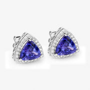 Bids.com 4.62 Carat Genuine Tanzanite and White Diamond 14K White Gold Earrings Earrings White Smoke