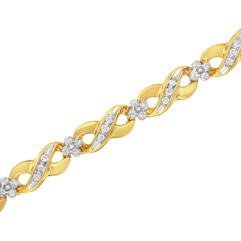 Bids.com 10K Yellow Gold Round-Cut Diamond Infinite Love Bracelet (1.00 cttw, I-J Color, I2-I3 Clarity) Bracelets White Smoke Yellow.Gold / 7
