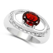 Bids.com 2.50 Carat Genuine Garnet .925 Sterling Silver Ring Rings White Smoke size 8.00,size 6.00,size 7.00,size 9.00