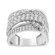 Bids.com .925 Sterling Silver 2.00 Cttw Round-Cut Diamond Overlapping Bypass Band Ring (I-J Color, I2-I3 Clarity) - Ring Size 7 Rings White Smoke 7 / White.Sterling Silver,9 / White.Sterling Silver,6 / White.Sterling Silver,8 / White.Sterling Silver,5 / White.Sterling Silver