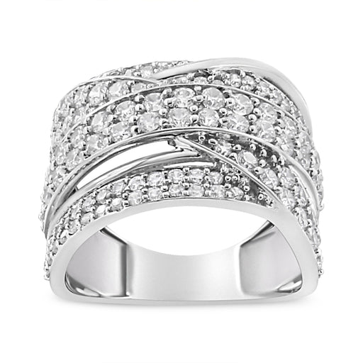 Bids.com .925 Sterling Silver 2.00 Cttw Round-Cut Diamond Overlapping Bypass Band Ring (I-J Color, I2-I3 Clarity) - Ring Size 7 Rings White Smoke 7 / White.Sterling Silver,9 / White.Sterling Silver,6 / White.Sterling Silver,8 / White.Sterling Silver,5 / White.Sterling Silver