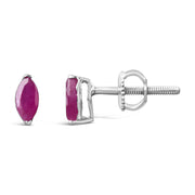 Bids.com .925 Sterling Silver 1/2 Cttw Created Pink Ruby Gemstone Solitaire Stud Earrings Earrings White Smoke White.Sterling Silver