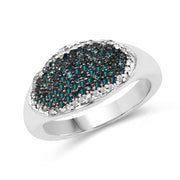 Bids.com 0.45 Carat Genuine Blue Diamond and White Diamond .925 Sterling Silver Ring Rings White Smoke size 6.00,size 7.00,size 8.00,size 9.00