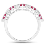 Bids.com 1.61 Carat Genuine Ruby and White Diamond 14K White Gold Ring Rings White Smoke size 6.00,size 7.00,size 8.00