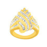 Bids.com 10K Yellow Gold Diamond Bypass Ring (1.0 cttw, H-I Color, I2-I3 Clarity) Rings White Smoke 6.5 / Yellow.Gold