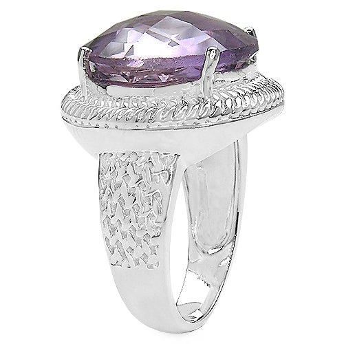 Bids.com 10.22 Carat Genuine Amethyst .925 Sterling Silver Ring Rings White Smoke size 7.00,size 6.00,size 8.00,size 9.00