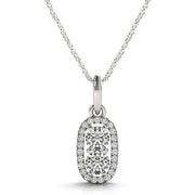 Bids.com Outer Oval Shaped Two Stone Diamond Pendant in 14k White Gold (5/8 cttw) Necklaces White Smoke 18 / White Gold