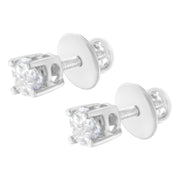 Bids.com 14K White Gold 1/2 Cttw Pie-Cut Diamond Solitaire Stud Earrings (H-I Color, SI1-SI2 Clarity) Earrings White Smoke White.Gold / 0.5