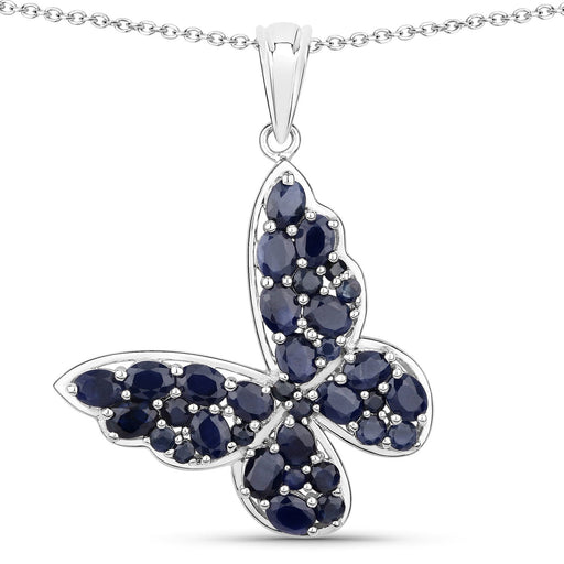 Bids.com 4.36 Carat Genuine Blue Sapphire .925 Sterling Silver Pendant Pendants White Smoke