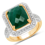 Bids.com 5.18 Carat Dyed Emerald and White Topaz .925 Sterling Silver Ring Rings White Smoke size 5.00,size 6.00,size 7.00,size 8.00,size 9.00,size 10.00,size 6.75
