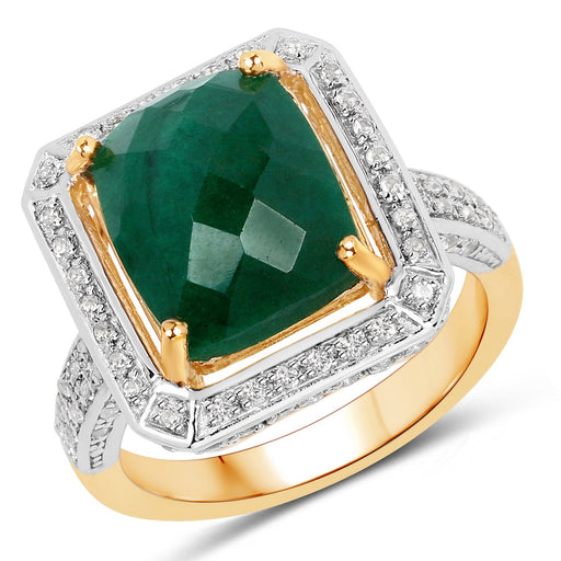 Bids.com 5.18 Carat Dyed Emerald and White Topaz .925 Sterling Silver Ring Rings White Smoke size 5.00,size 6.00,size 7.00,size 8.00,size 9.00,size 10.00,size 6.75