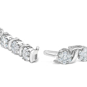 Bids.com 14K White Gold 7 3/8 Cttw Round Brilliant Diamond Floral Cluster and S Link Bracelet (H-I Color, SI2-I1 Clarity) - 7" Inches Bracelets White Smoke White.Gold / 7