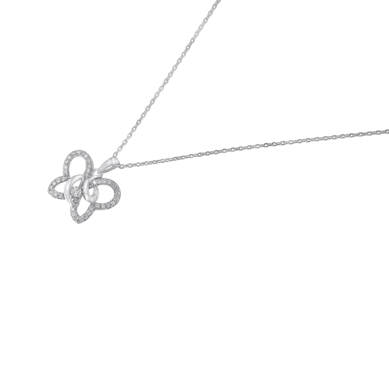 Bids.com .925 Sterling Silver 1/4 cttw Prong-Set Diamond Butterfly 18" Pendant Necklace (H-I Color, I1-I2 Clarity) Necklaces White Smoke White.Sterling Silver / 18