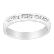 Bids.com 18K White Gold 1/4 Cttw Channel Set Brilliant Round-Cut Diamond Classic 11 Stone Wedding Band Ring (E-F Color, I1-I2 Clarity) - Size 5 Rings White Smoke 10 / 18k White Gold,8 / 18k White Gold,6 / White.Gold,5 / White.Gold,7 / White.Gold,9 / White.Gold