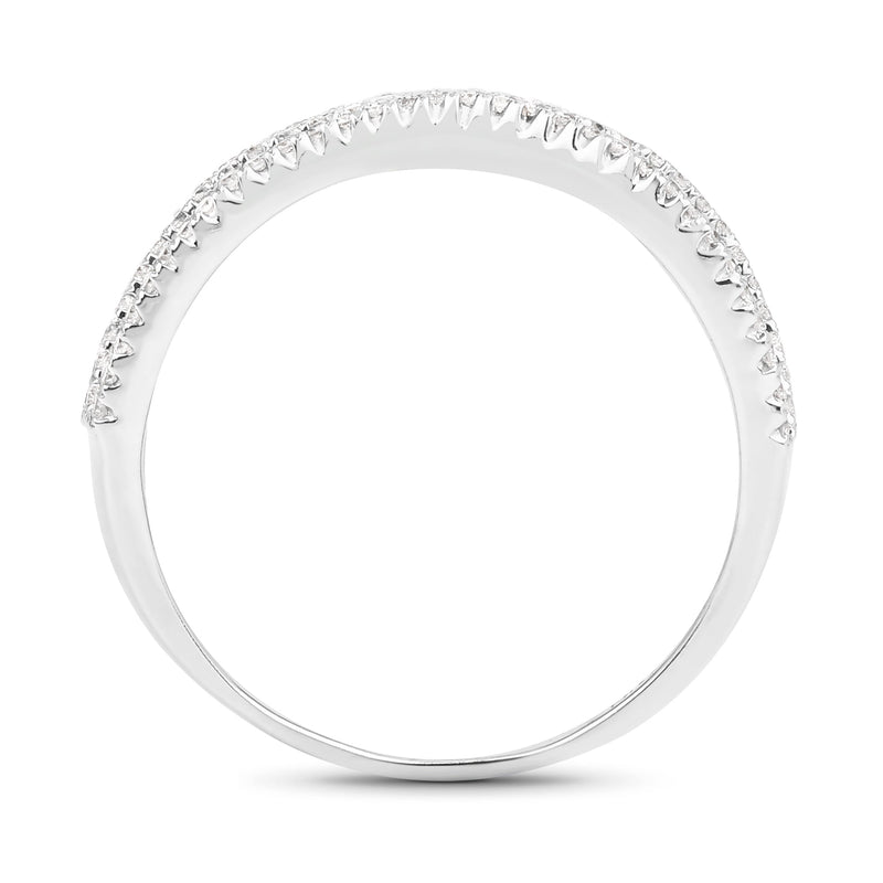 Bids.com 0.46 Carat Genuine White Diamond 14K White Gold Ring (F-G Color, SI Clarity) Rings White Smoke size 8.25