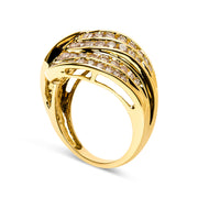 Bids.com 10K Yellow Gold 2.0 Cttw Channel Set Diamond Cocktail Swirl Band Ring (K-L Color, I1-I2 Clarity) - Ring Size 7 Rings White Smoke 7 / Yellow.Gold,6 / Yellow.Gold,8 / Yellow.Gold