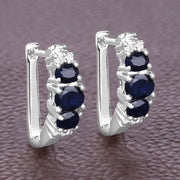 Bids.com 1.66 Carat Genuine Blue Sapphire and White Topaz .925 Sterling Silver Earrings Earrings Dim Gray