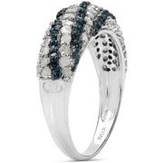 Bids.com 1.25 Carat Genuine Blue Diamond and White Diamond .925 Sterling Silver Ring Rings White Smoke size 7.00,size 8.00,size 6.00,size 5.00,size 9.00